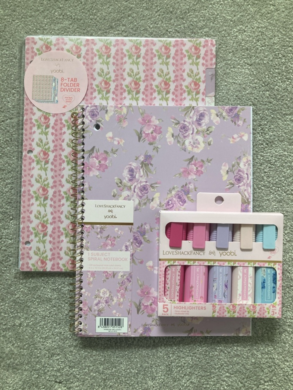 IN-HAND | LoveShackFancy x Target Yoobi Dividers, Notebook, & Highlighters